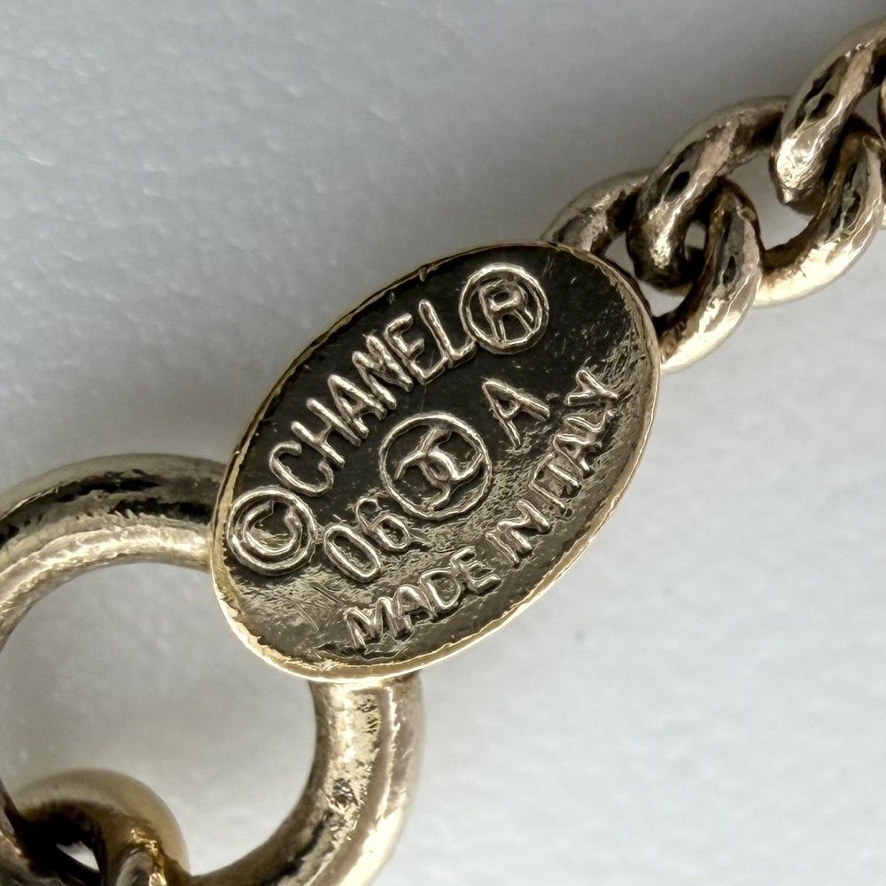 Chanel Necklace Circle CC Logo Long with Adjuster Star Rhinestone Gold Plated — view 4