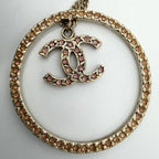 Chanel Necklace Circle CC Logo Long with Adjuster Star Rhinestone Gold Plated — view 8