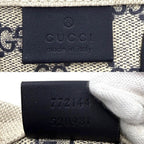 Gucci 2-Way Tote Shoulder Crossbody Lido Cotton Linen Beige Navy Silver — view 4