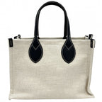 Gucci 2-Way Tote Shoulder Crossbody Lido Cotton Linen Beige Navy Silver — view 2