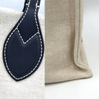 Gucci 2-Way Tote Shoulder Crossbody Lido Cotton Linen Beige Navy Silver — view 6