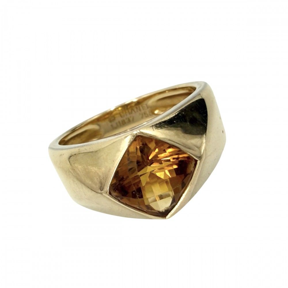 Chanel Ring 18k YG Gold Citrine Yellow