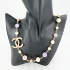 Chanel Necklace Star CC Logo Long Faux Pearl Rhinestone Gold Multicolor — view 2