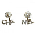 Chanel Earrings CC Logo Swing Rhinestone Faux Pearl Gold