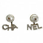 Chanel Earrings CC Logo Swing Rhinestone Faux Pearl Gold