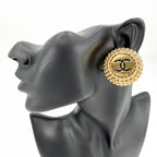 Chanel Earrings CC Logo Round Vintage Gold Plated — view 2