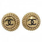 Chanel Earrings CC Logo Round Vintage Gold Plated