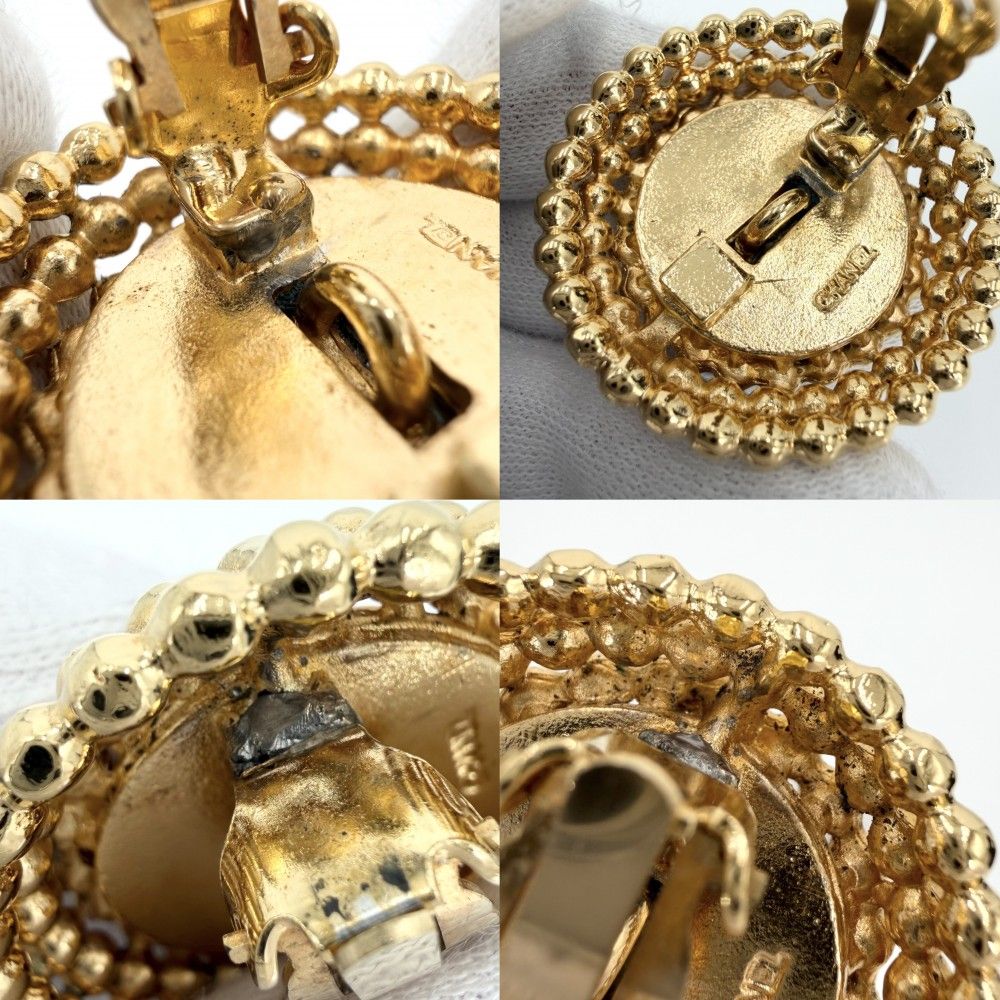 Chanel Earrings CC Logo Round Vintage Gold Plated — view 6