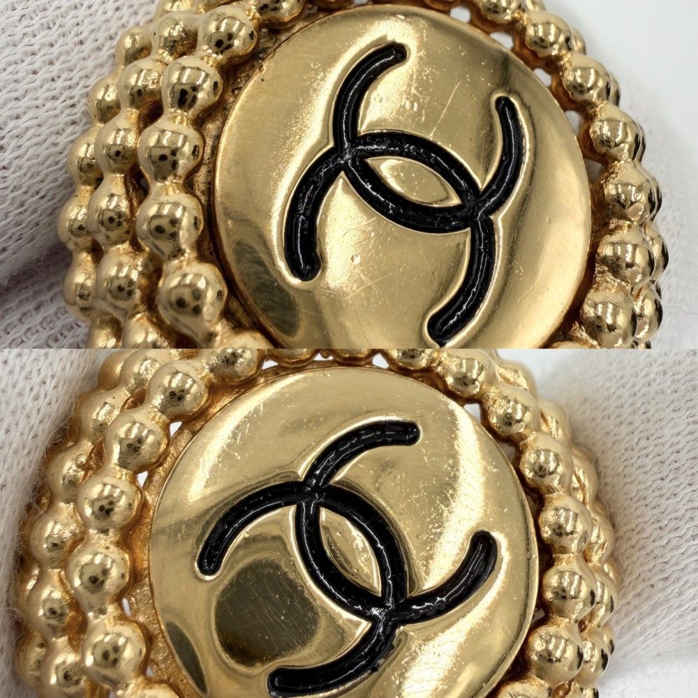 Chanel Earrings CC Logo Round Vintage Gold Plated — view 5