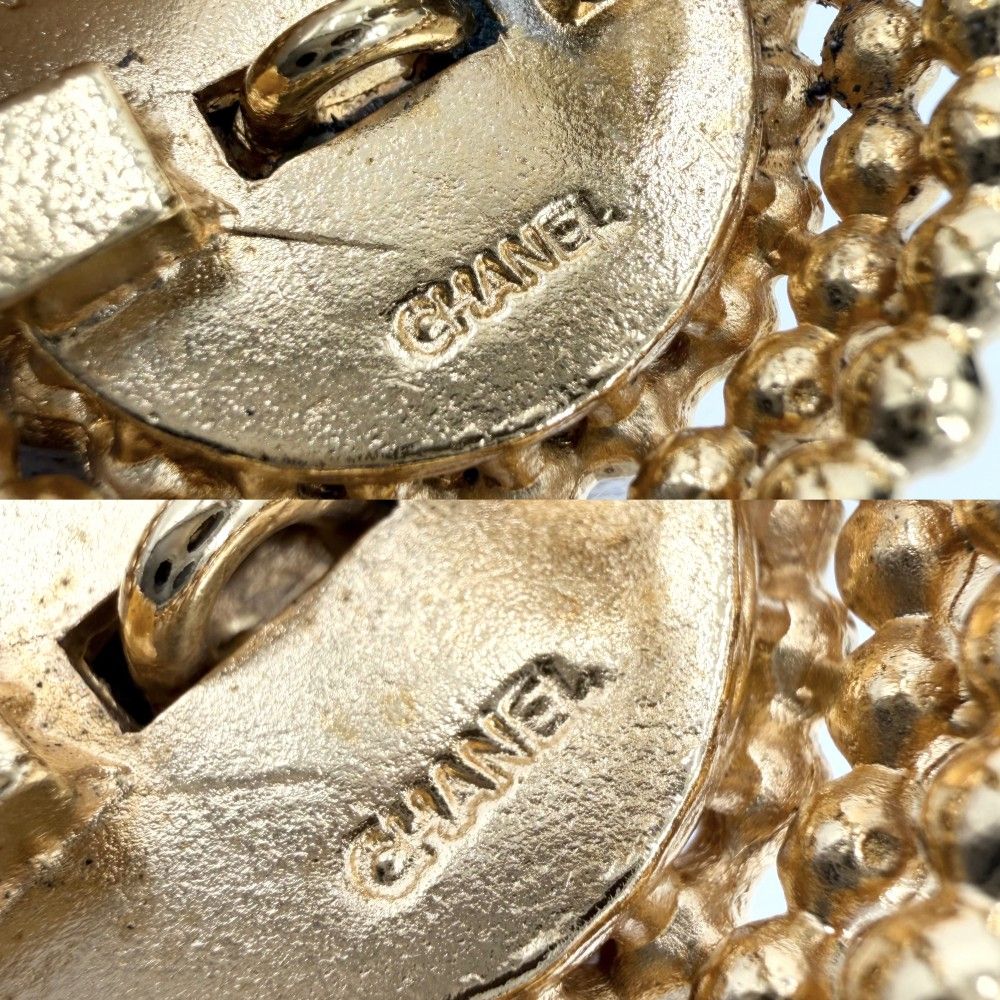 Chanel Earrings CC Logo Round Vintage Gold Plated — view 4