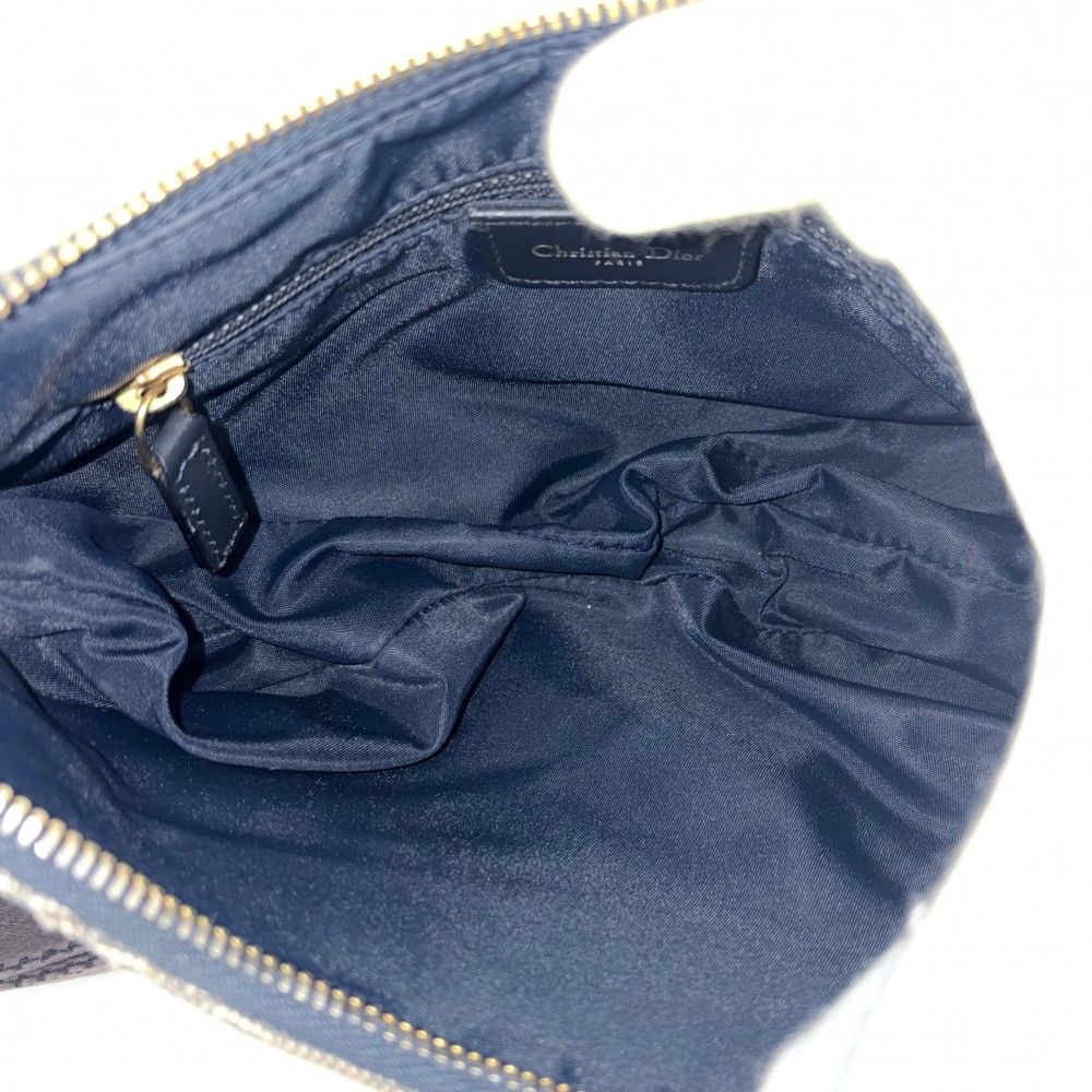 Dior Shoulder Bag Trotter Canvas Leather Navy Gold — view 4