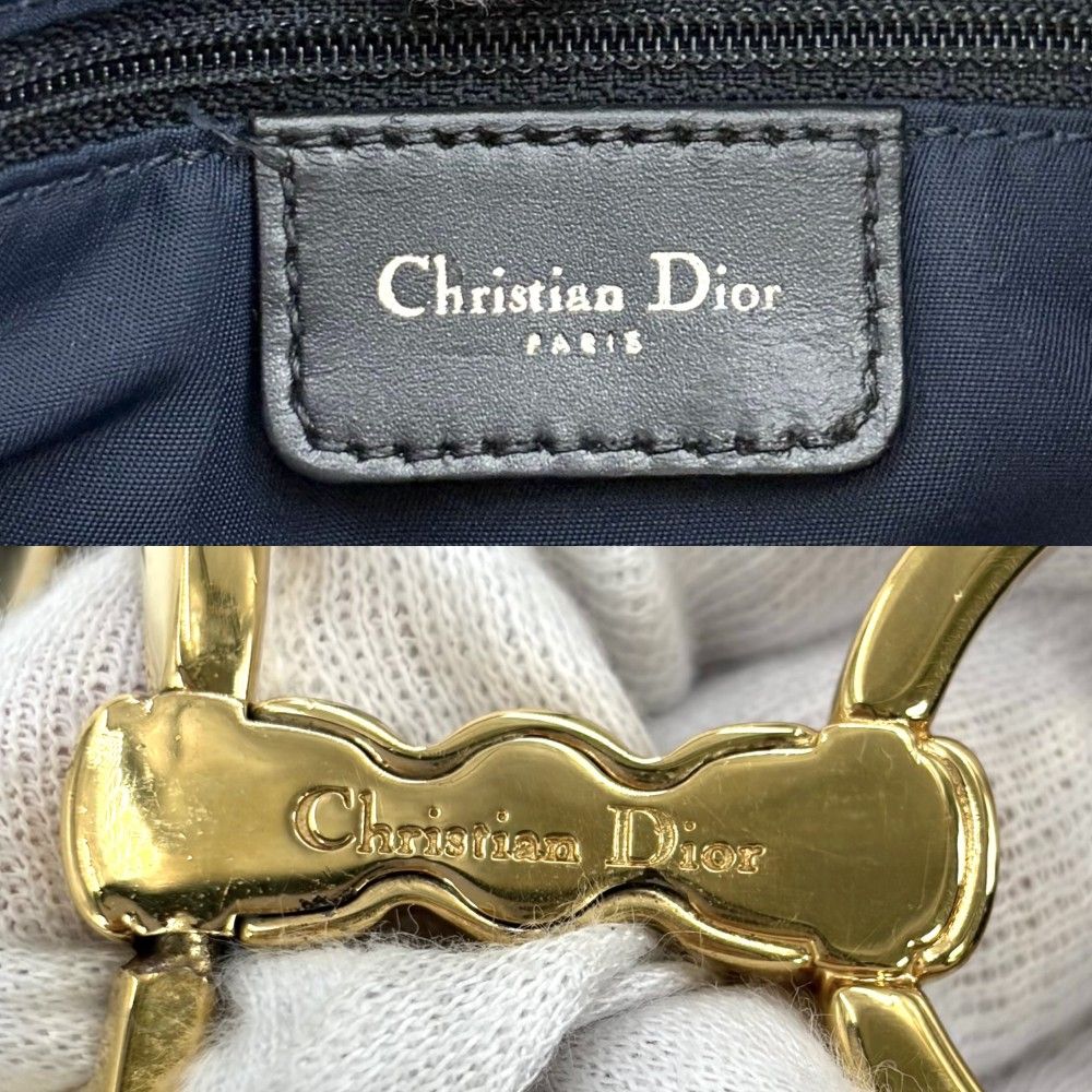 Dior Shoulder Bag Trotter Canvas Leather Navy Gold — view 5