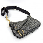 Dior Shoulder Bag Trotter Canvas Leather Navy Gold — view 3