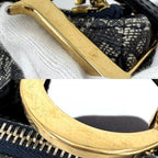 Dior Shoulder Bag Trotter Canvas Leather Navy Gold — view 8