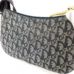 Dior Shoulder Bag Trotter Canvas Leather Navy Gold — view 6