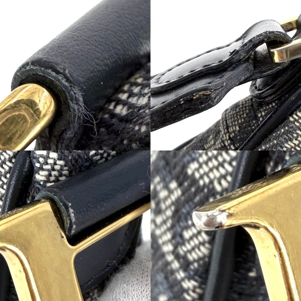 Dior Shoulder Bag Trotter Canvas Leather Navy Gold — view 9
