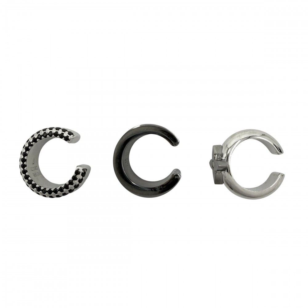 Louis Vuitton Earrings Monogram Circle Set of 3 Silver 9.5 — view 2
