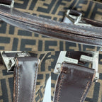 Fendi Handbag Zucca Shoulder Canvas Leather Brown Silver — view 6