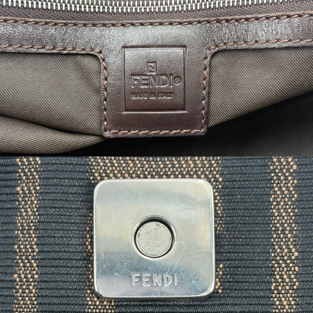 Fendi Handbag Zucca Shoulder Canvas Leather Brown Silver — view 5