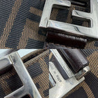 Fendi Handbag Zucca Shoulder Canvas Leather Brown Silver — view 8