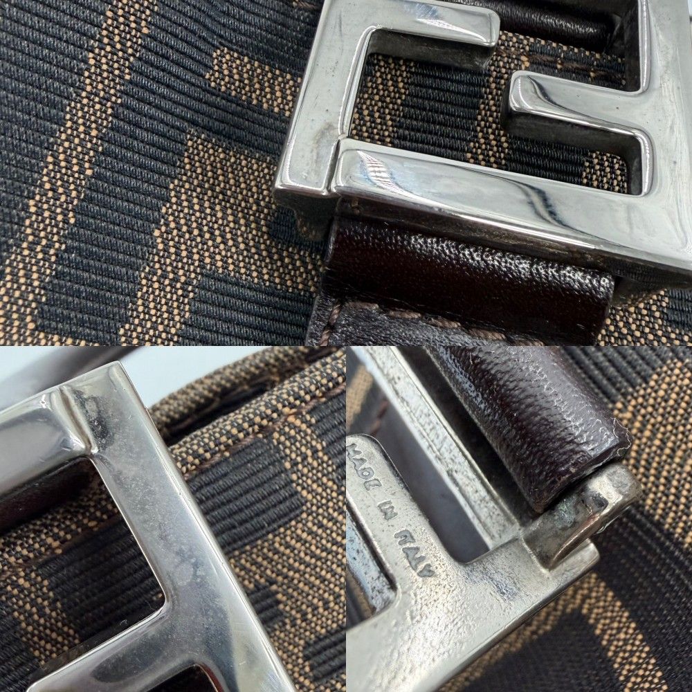 Fendi Handbag Zucca Shoulder Canvas Leather Brown Silver — view 8