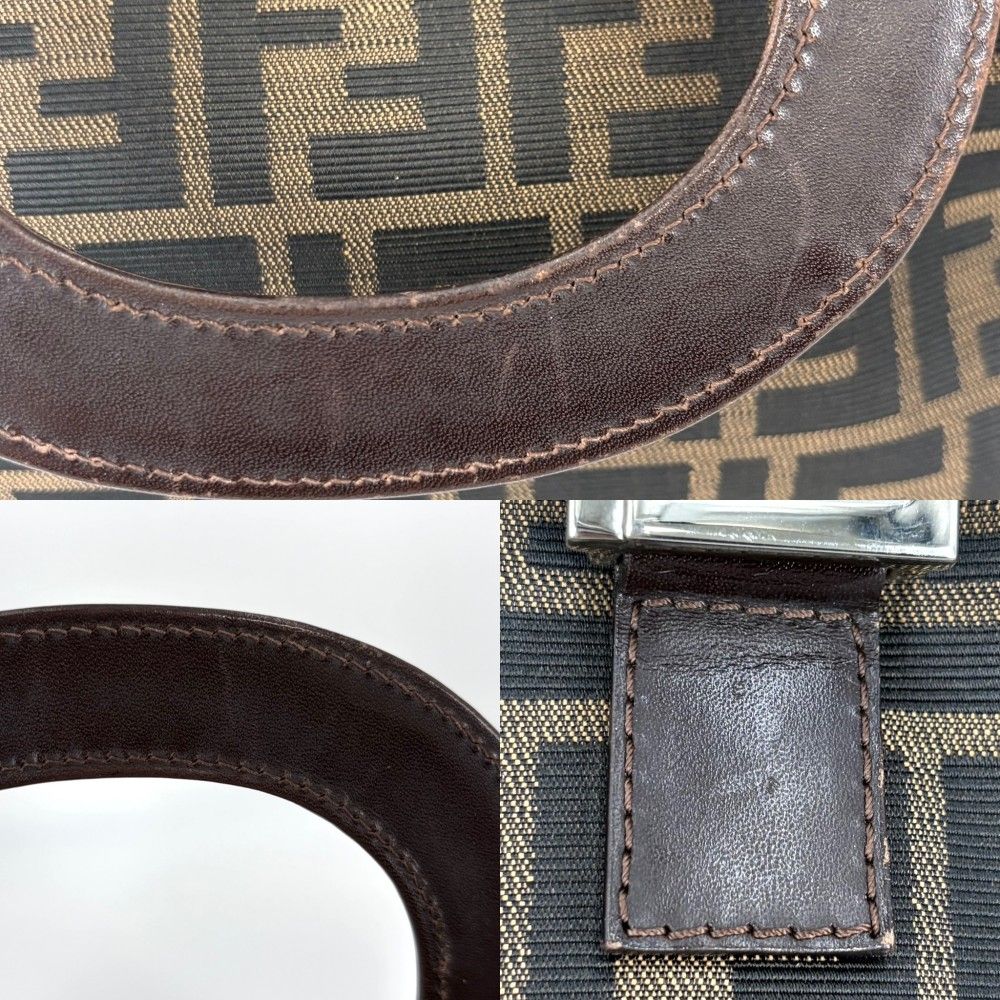 Fendi Handbag Zucca Shoulder Canvas Leather Brown Silver — view 7