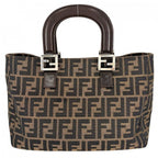 Fendi Handbag Zucca Shoulder Canvas Leather Brown Silver — view 2