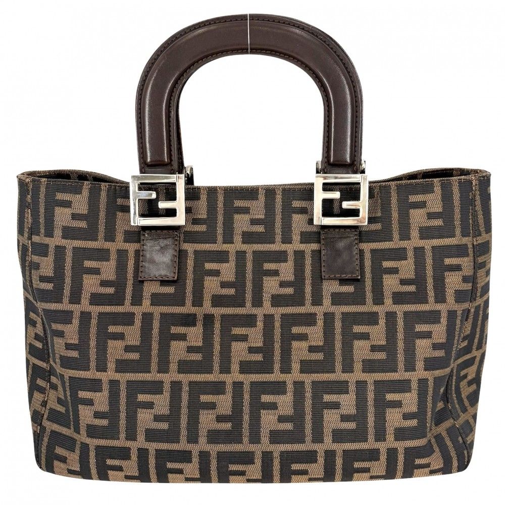 Fendi Handbag Zucca Shoulder Canvas Leather Brown Silver — view 2