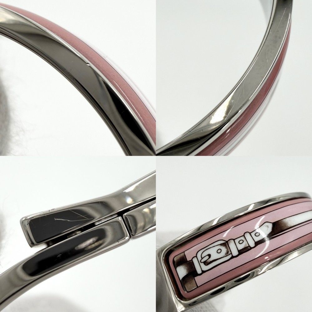 Hermes Bangle Enamel Clic Clac Bracelet Pink Silver — view 4