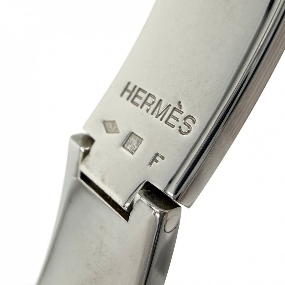 Hermes Bangle Enamel Clic Clac Bracelet Pink Silver — view 3
