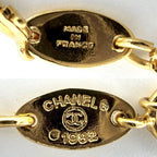 Chanel Necklace CC Logo Curl Vintage Chain Rhinestone Gold — view 4