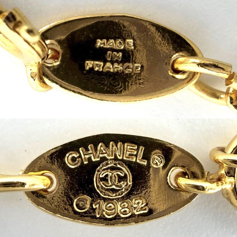 Chanel Necklace CC Logo Curl Vintage Chain Rhinestone Gold — view 4