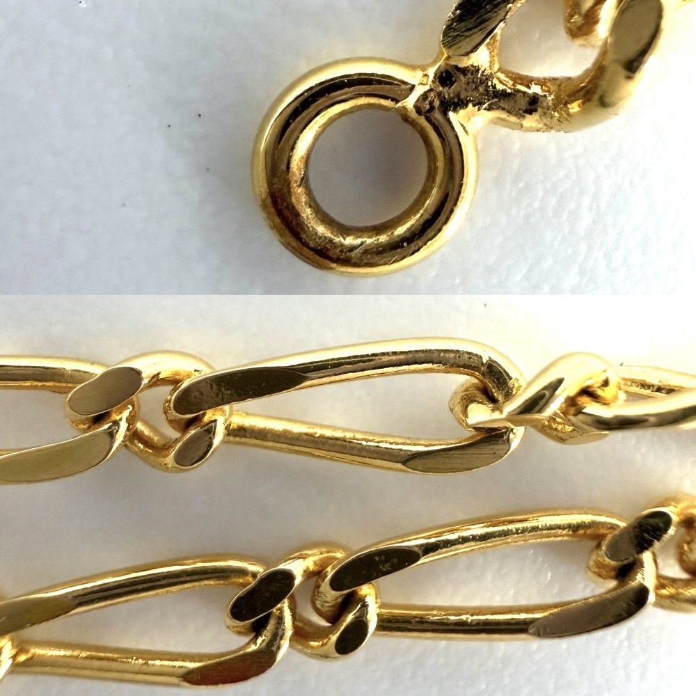 Chanel Necklace CC Logo Curl Vintage Chain Rhinestone Gold — view 9