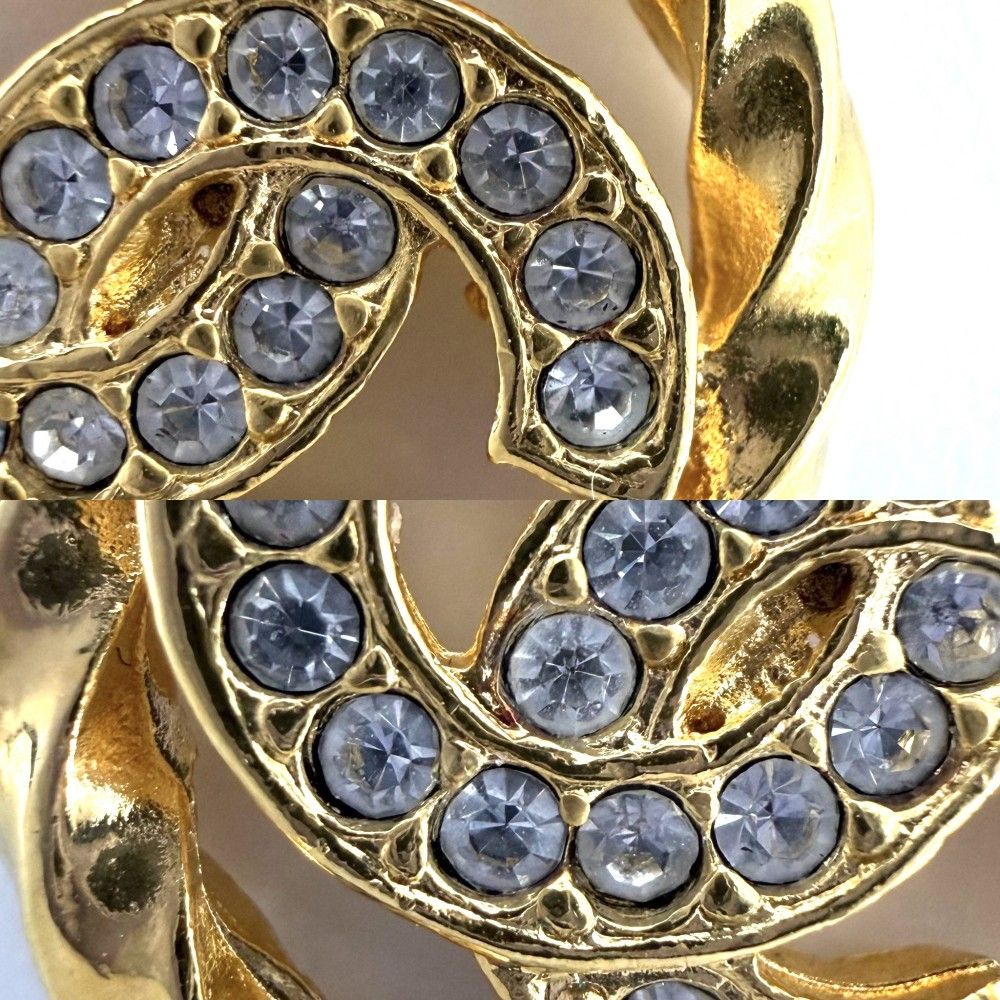 Chanel Necklace CC Logo Curl Vintage Chain Rhinestone Gold — view 7