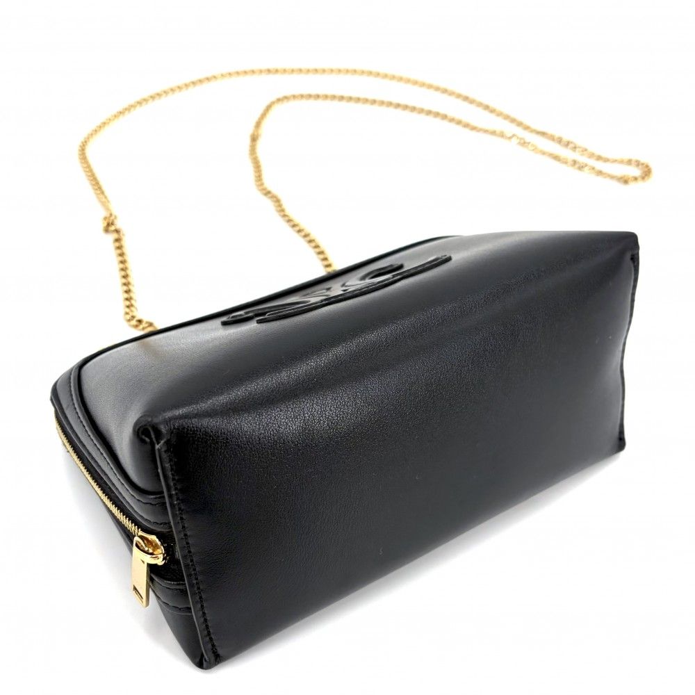 Celine Shoulder Bag Pochette Cuill Triomphe Crossbody Leather Black Gold — view 3