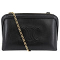 Celine Shoulder Bag Pochette Cuill Triomphe Crossbody Leather Black Gold