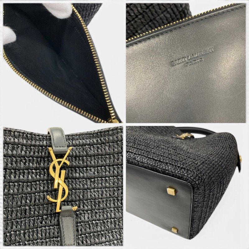 Saint Laurent Shoulder Bag Black Gold YSL Logo — view 9