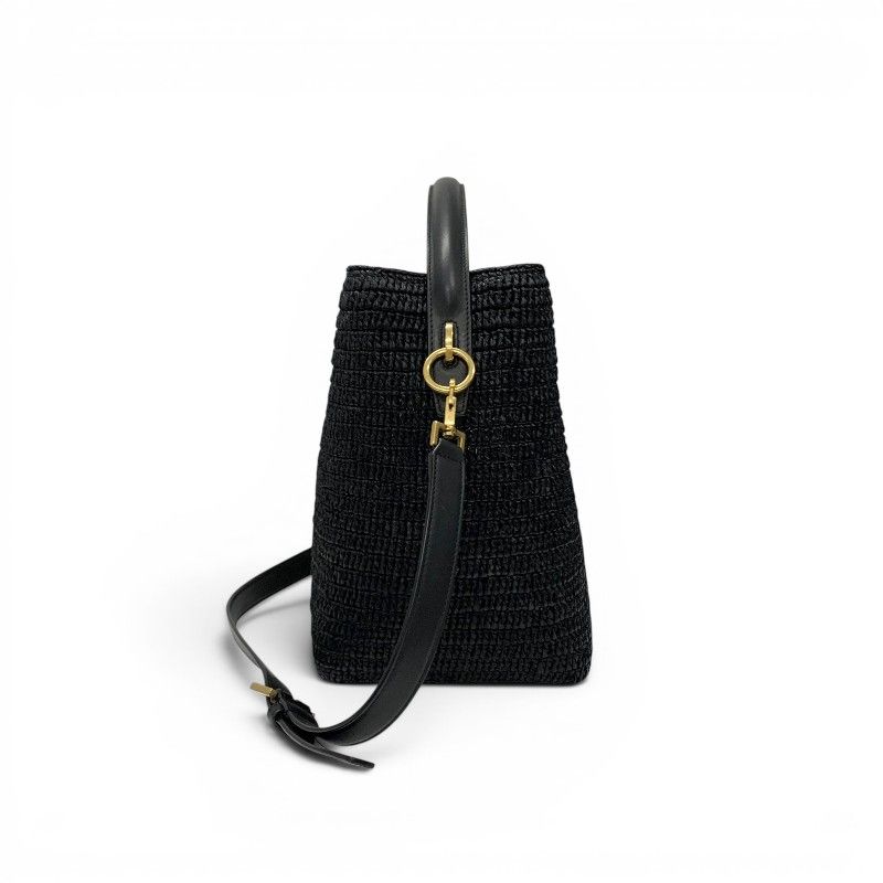 Saint Laurent Shoulder Bag Black Gold YSL Logo — view 2