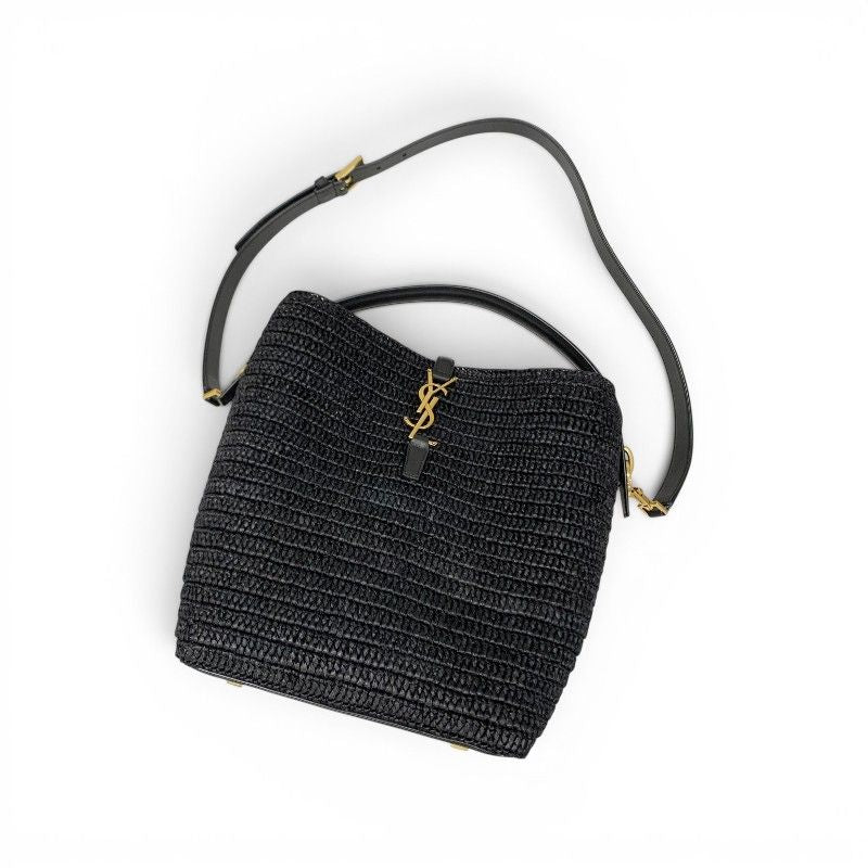 Saint Laurent Shoulder Bag Black Gold YSL Logo — view 5