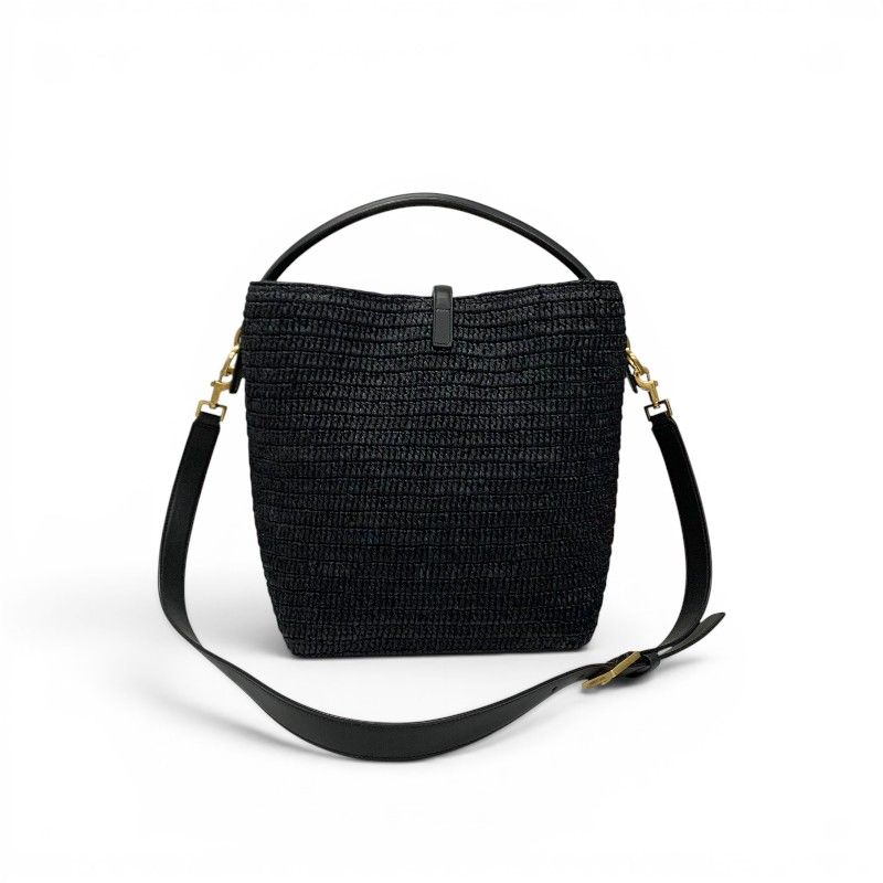 Saint Laurent Shoulder Bag Black Gold YSL Logo — view 3