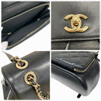 Chanel Backpack Black Gold Quilted CC Logo Turnlock Chain — view 9
