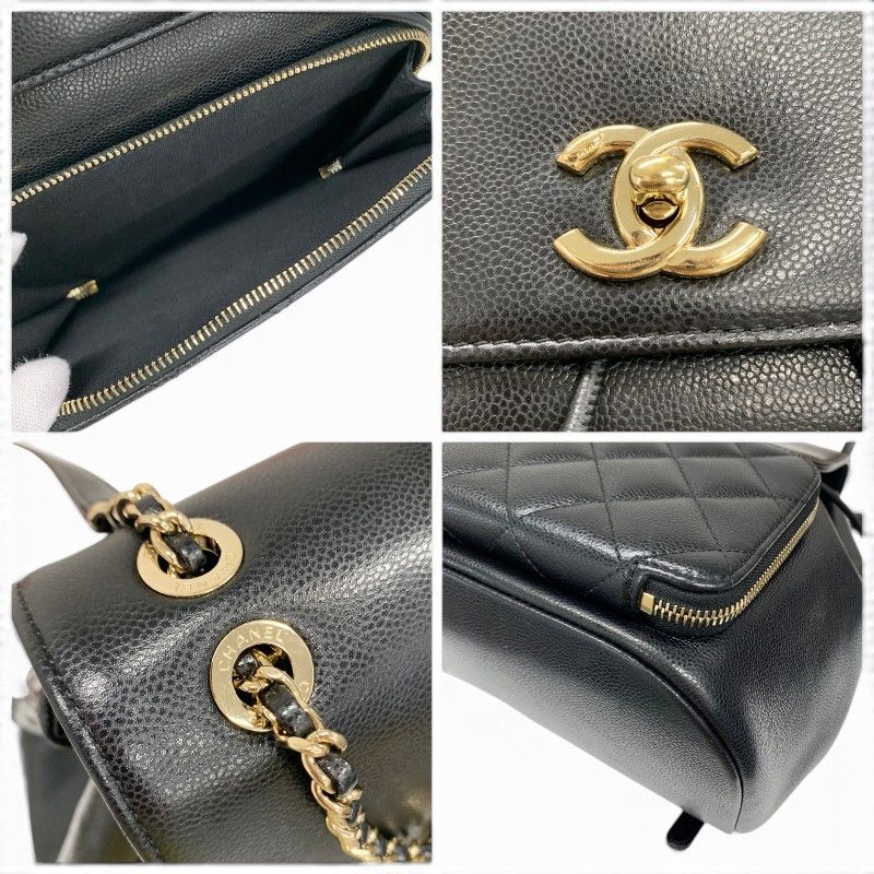 Chanel Backpack Black Gold Quilted CC Logo Turnlock Chain — view 9