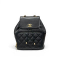 Chanel Backpack Black Gold Quilted CC Logo Turnlock Chain