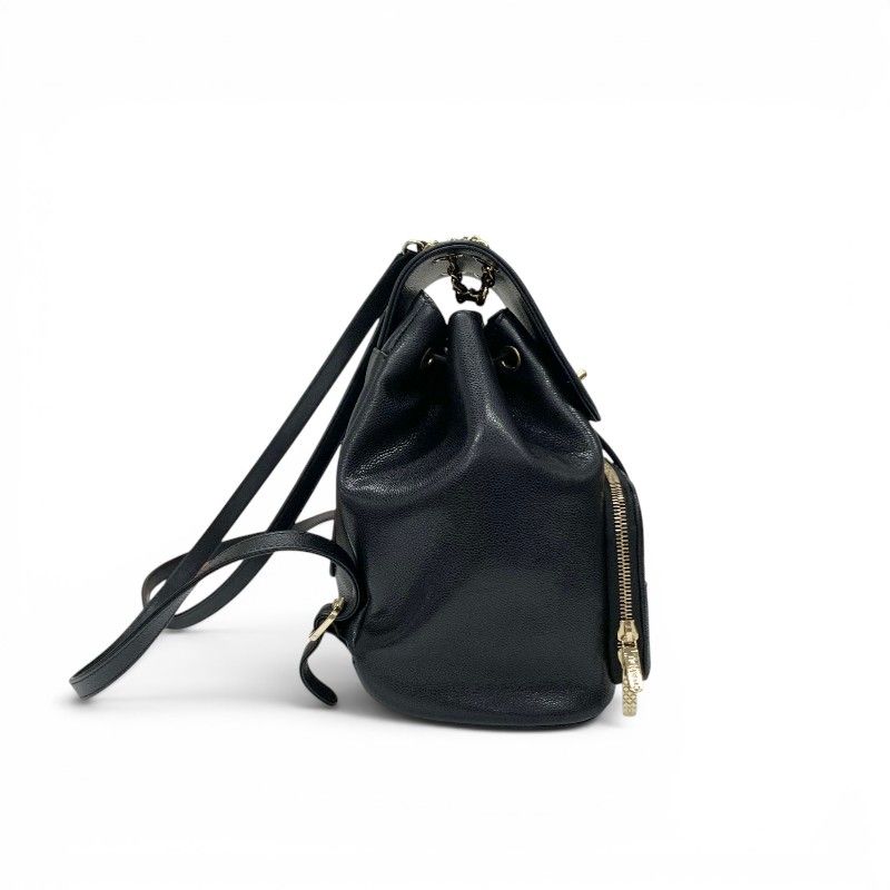 Chanel Backpack Black Gold Quilted CC Logo Turnlock Chain — view 2