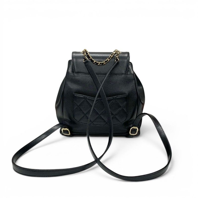 Chanel Backpack Black Gold Quilted CC Logo Turnlock Chain — view 3