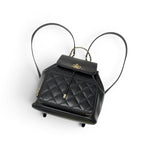 Chanel Backpack Black Gold Quilted CC Logo Turnlock Chain — view 5