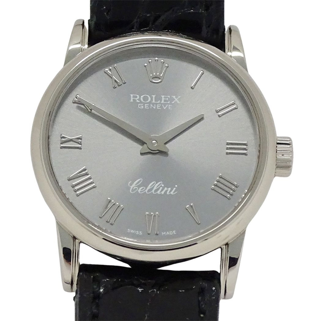 Rolex Cellini a Watch Quartz 18k Leather Silver Polished — view 2