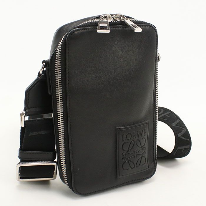 Loewe Vertical Crossbody Pocket Anagram Shoulder Bag Satin Calf