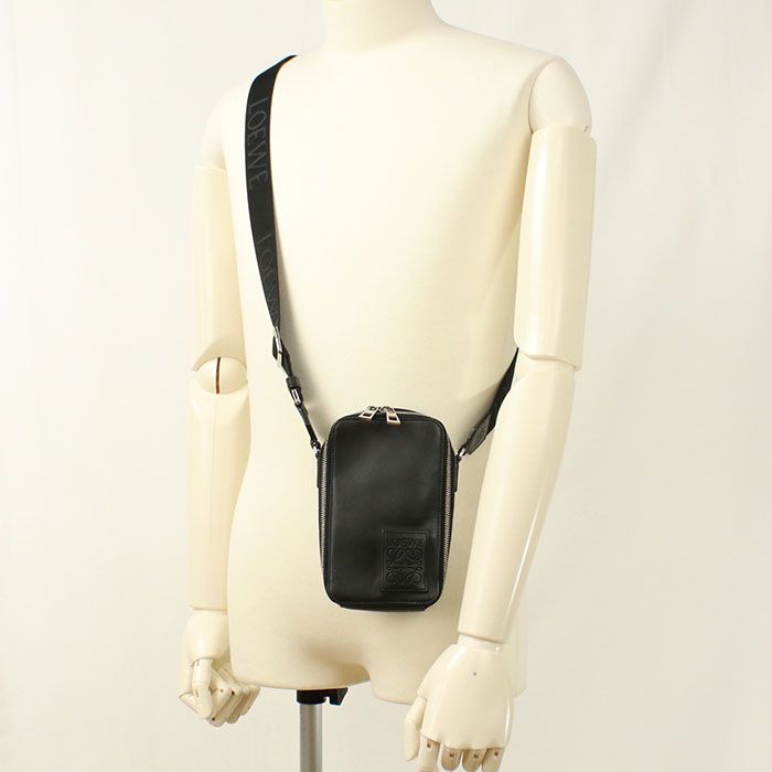Loewe Vertical Crossbody Pocket Anagram Shoulder Bag Satin Calf — view 9
