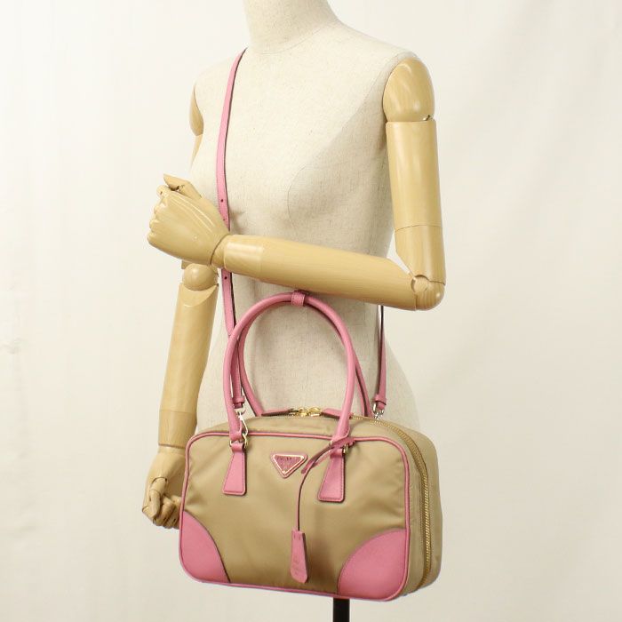 Prada 2-Way Mini Boston Nylon Leather Handbag — view 6
